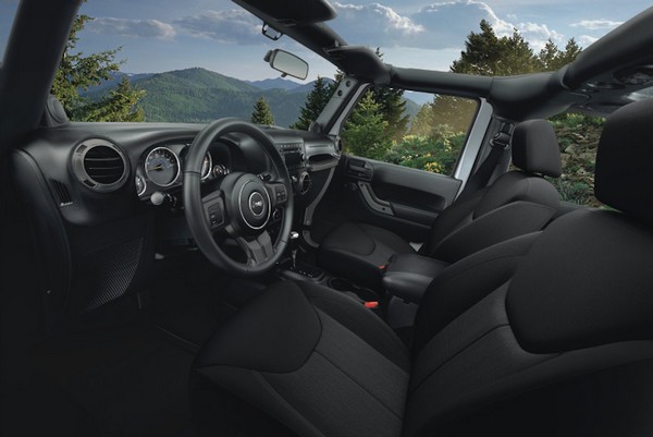 interior of the Jeep Wrangler unlimited Sports Premium Sunride Soft Top