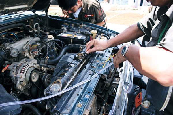 Checking a car engine