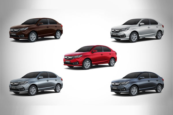 Honda Amaze 2018 in different colors