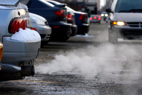 idling car in parking lot