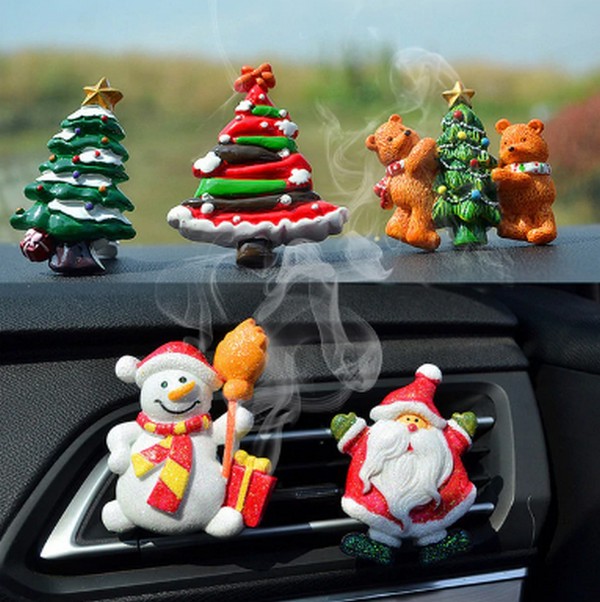 Christmas decor on dashboard