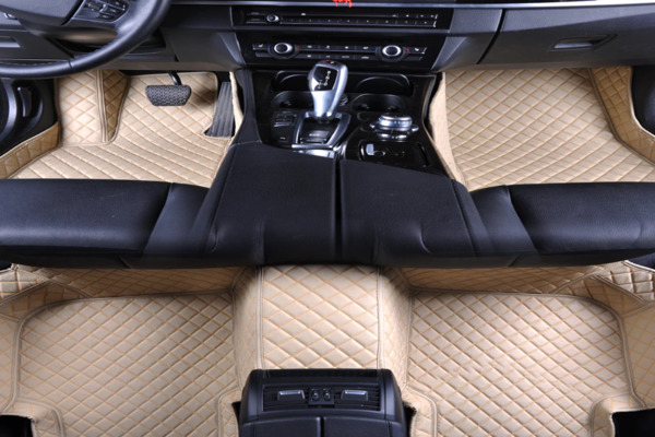 Car with a leather floor mat