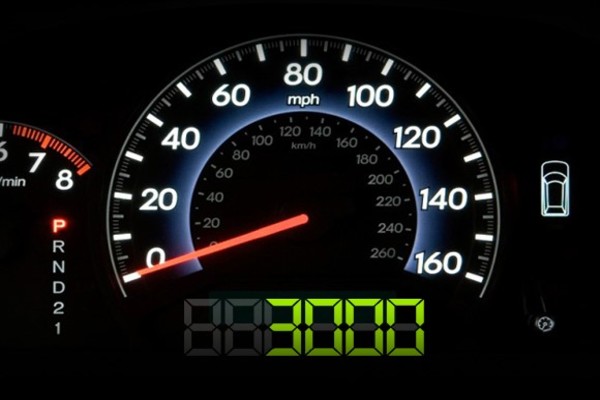 3,000 miles in car speedometer