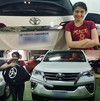 Barbie Forteza and her white Toyota Fortuner